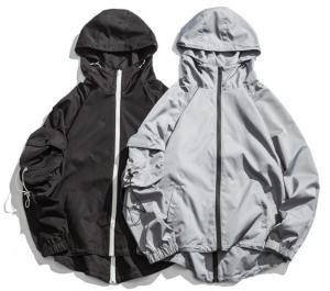 China Chic Mens Hooded Zip Up Jackets , Anorak Pocket Nylon Hooded Windbreaker factory