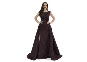 China Beading Sequin Vintage Middle Eastern Evening Dresses Marroon Color Floor Length factory
