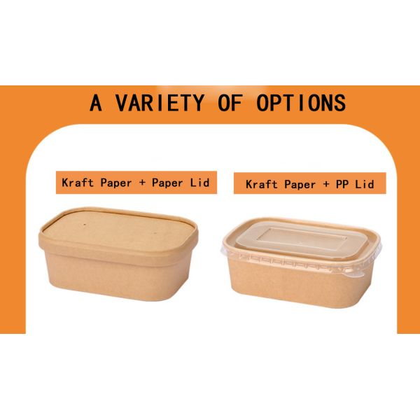 Custom Disposable Biodegradable Paper Bowl Heatable Kraft Waterproof Packaging Food Container Lunch Box