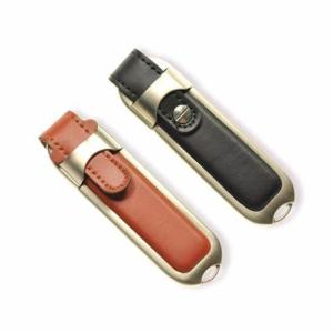 China Unique Design Leather USB Flash Drive With Customized LOGO Printing factory