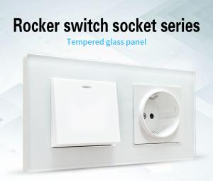 China Tempered Glass Panel Vintage Sockets And Switches Home Push Switch Socket Combo on sale