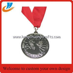China 50mm Metal silver medals/ribbon medals with good price and quality factory