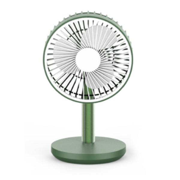 Rechargeable Fan, White/Green, 3600mAh Battery, Brushless Motor, 6W/5V, 3-Speed, Oscillating, Hanging & Desktop Use