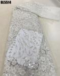 Exquisite brown handmade beaded lace embroidery african french lace fabric