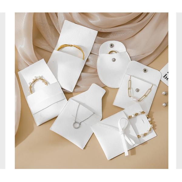 Customized LOGO White Velvet Bag Jewelry Accessories Thickened Snap Button Bag Anti-Oxidation Jewelry Storage Bag
