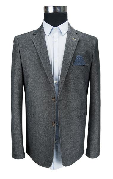 Deep Grey Mens Casual Blazer Jacket Worsted Business Button Fly Pant Closure