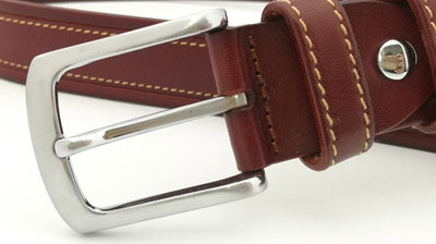 Zinc Alloy Buckle Mens Leather Dress Belt Contrast Color Stitching Width 3.5cm