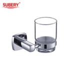 Single Tumbler Holder Brass Glass Bathroom OEM Brass Base Square With Curve