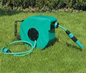 China Plastic retractable garden hose reels 10m/15m/20m/30m , garden hose retractable reel factory
