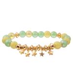Gold Plated Handmade Beads Chain Link Bracelets With Round Faceted Crystal