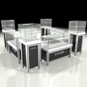 China Delicate Jewelry Display Showcase / Glass Corner Display Cabinet Any Color Available factory
