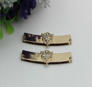 China Good quality leather bag accessories frame 62 mm light gold metal corner protector with diamond decorative factory