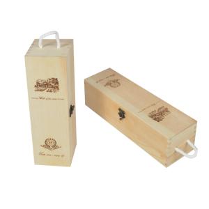 China Wooden Wine Box Customized Size , Wine Storage Box Natural Wood Color factory