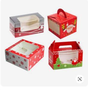 China ISO9001 Offset Printing Transparent Window Christmas Cake Box With Handle factory