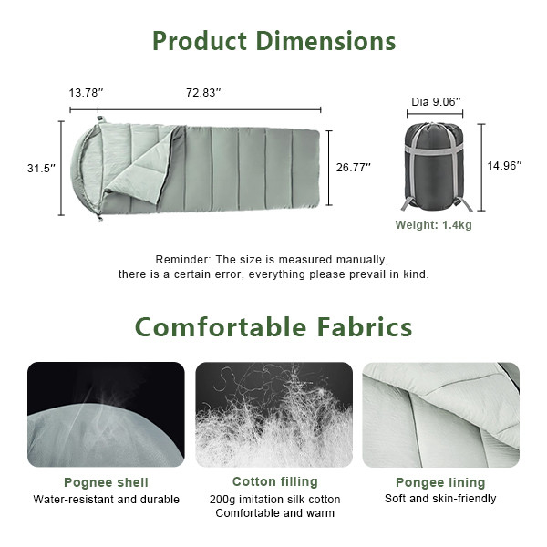 3 Season Single Semi Rectangular Camping Sleeping Bags Packable Gray Camping Bag With Hood