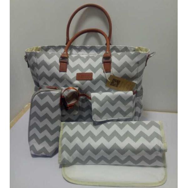 China Canvas Polyester Cotton Mummy Diaper Bag With Adjustable Stroller Strap factory