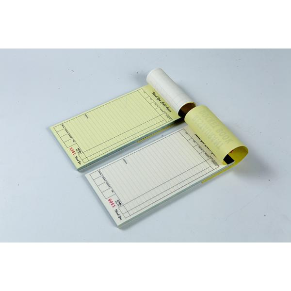 China 002 Numbered Pages Docket Book / Take Away Docket Book 55ggsm Yellow Cover with Two Staples factory