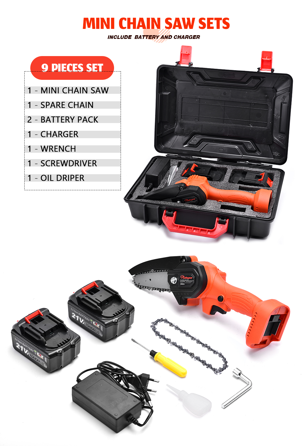 4500r/Min Rechargeable Handheld Chainsaw 1300mAH Battery Pruning Chainsaw