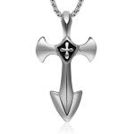 Gothic Fashion Men's Necklace 925 Silver Plated Titanium Stainless Steel Cross