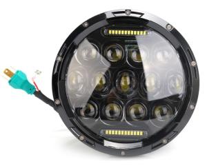 China Jeep Wrangler 7 inch 75W headlight black/silver base For JK Headlamp wrangler Running Light factory