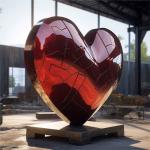 Outdoor Heart Stainless Steel Sculpture Urban Decoration Abstract