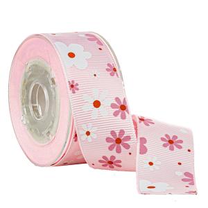 China 2 Colors Ink Screen Flower Printed On Pink Grosgrain Ribbon Cake Boxes Wrapping factory