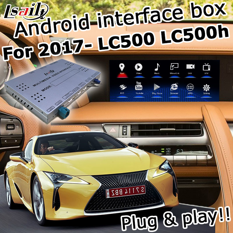 Lexus LC500 LC500h GPS Navigation Box video interface wireless carplay and android auto youtube Google play