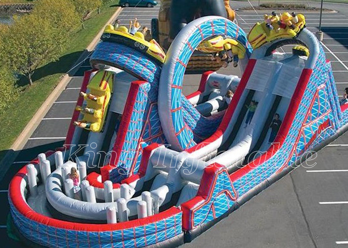 Backyard Obstacle Course Bounce House PVC Blue Largest Inflatable Obstacle Course Run