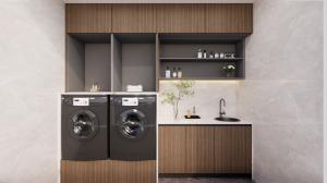 China Premium Stainless Steel Balcony Storage Cabinet Wood Finish With Modern Design factory