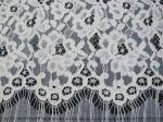 Eyelash Corded Lace Fabric White Floral / Nylon Rayon Heavy Lace Material