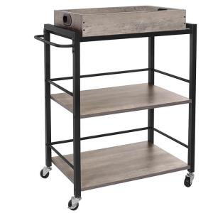 China Grey Color Rolling Cart, Serving Cart with Removable Cart, Unique Kitchen Trolley Cart, LRC072B02 factory