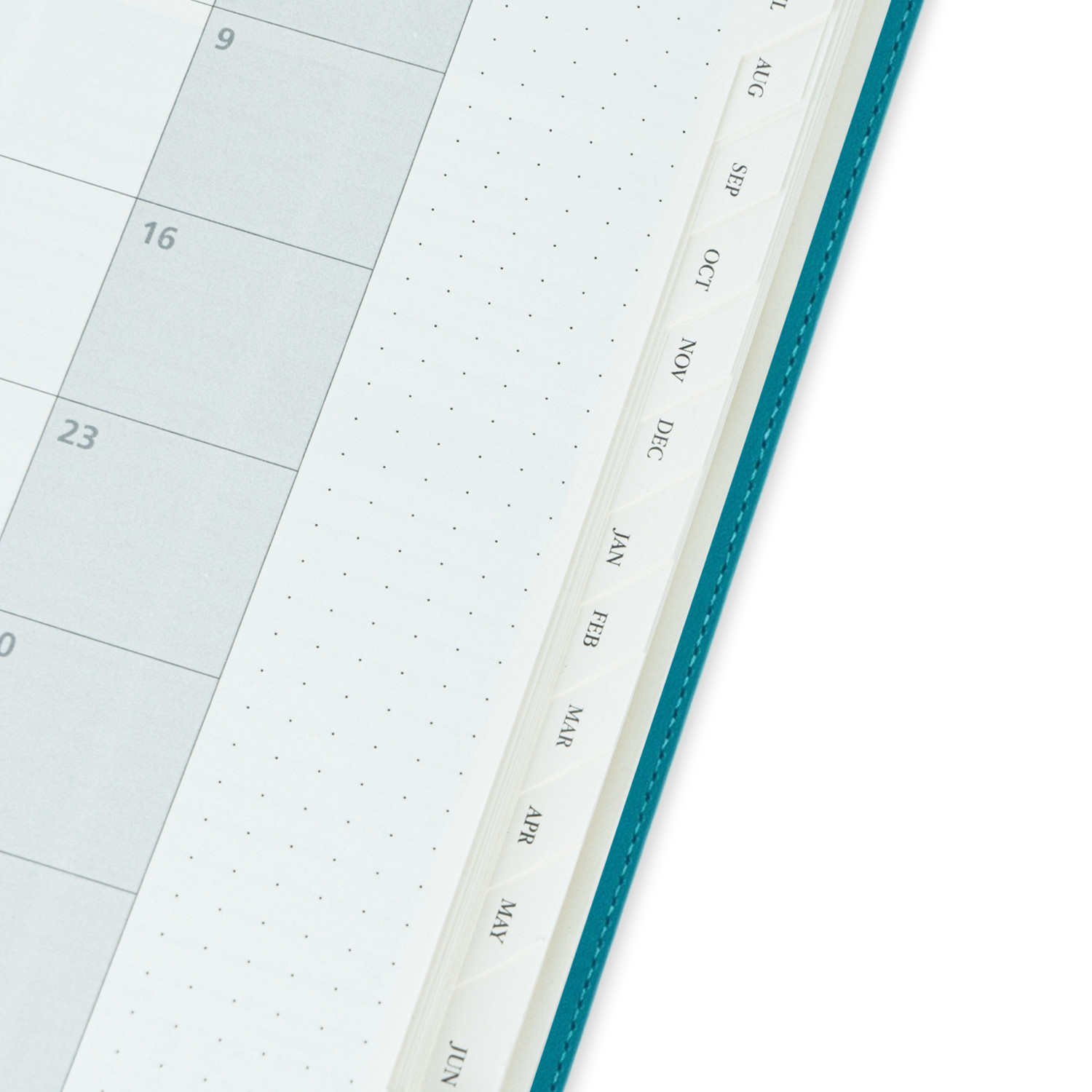 OEM ODM A4 2023 Weekly Monthly Planner Pacific Green Vegan Leather