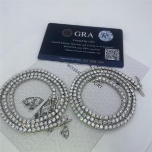 China Round Cut Moissanite Tennis Chain 14K Gold Plated Moissanite Tennis Necklace VVS1 factory