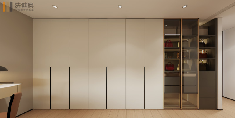 Elegant Beige Multi Functional L Shaped Fitted Wardrobes Corner Bedroom Wardrobe