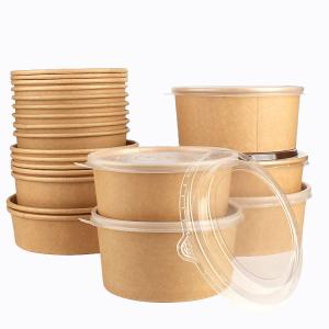 China Oilproof Salad Kraft Bowls With Lids Leakproof Compostable Nontoxic factory