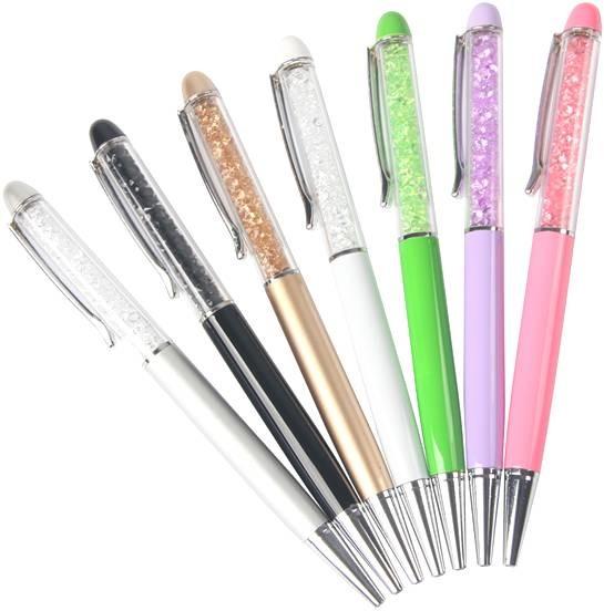 Multi-color selection hot sale crystal stylus ballpoint pen, ,metal ball pen