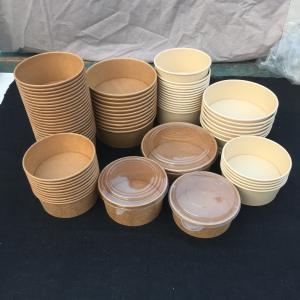 Custom Print Disposable Single Wall Kraft Paper Salad Soup Bowls With Lid