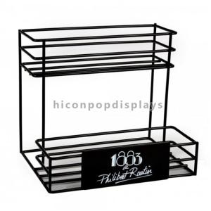 China Countertop 2 - Layer 6 Bottle Beer Retail Metal 6mm Wire Display Rack For Wine Shop factory