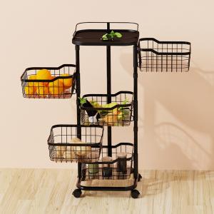 China 3 4 5 Tiers Adjustable Rotating Storage Trolley Cart for Kitchen Bathroom Storage factory