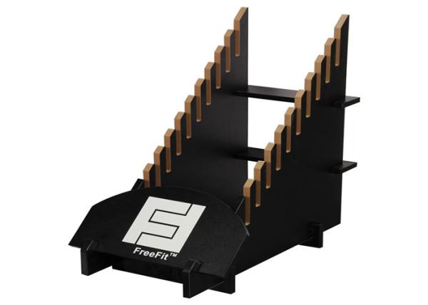 China Black MDF Wooden Display Stands / Flooring Display Rack With Logo Printing factory