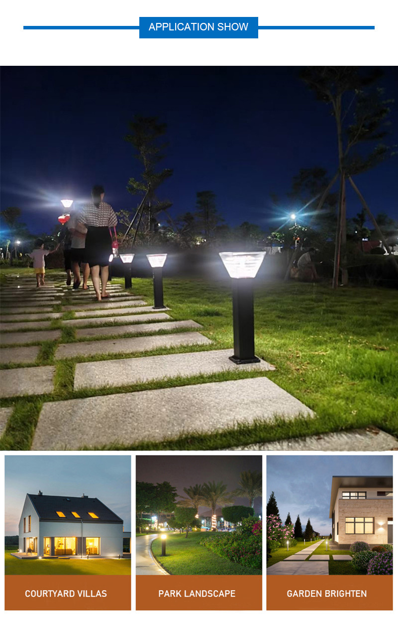 Minimalist 7W LED Solar Garden Light Landscape Decoration Bollard LED Lawn Lighting