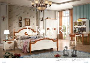 China Latest European Mediterranean Style Bedroom Furniture Ivory Wood Double Bed Designs factory