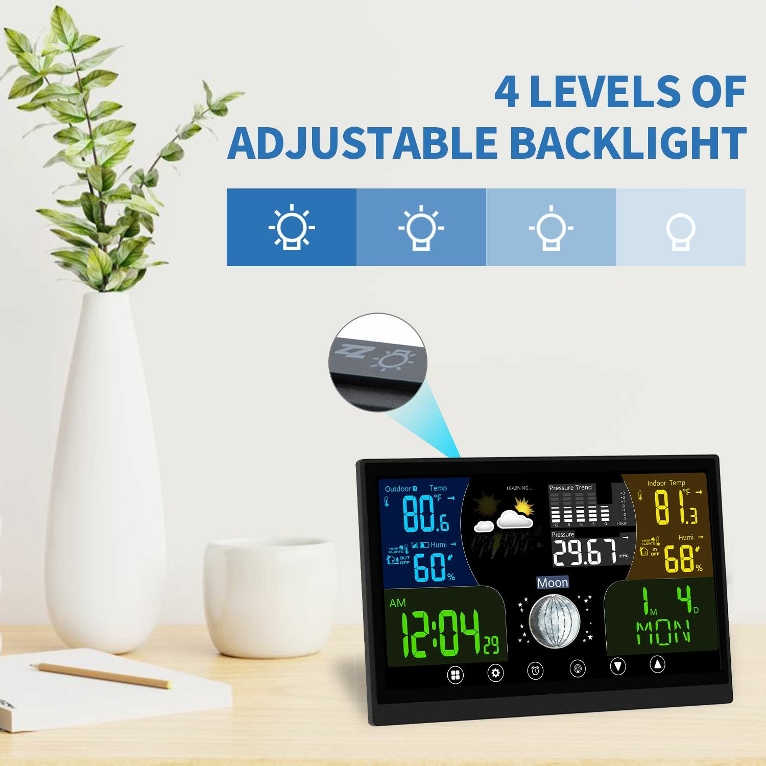 Compact Hygrometer Thermometer Meteo Station High Temperature Alert Indoor Weather System
