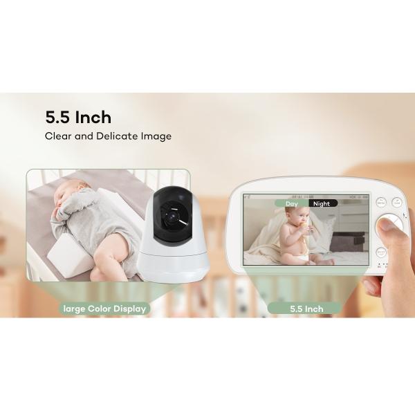 China Wireless Baby Monitor with 5.5" HD Screen & 360° Pan-Tilt factory