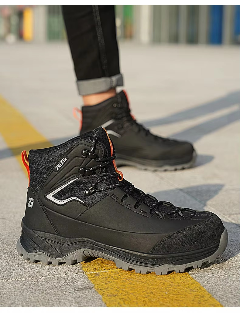Brown / Green / Black OEM Security Work Boots Microfiber Leather Steel Toe Kevlar Midsole Work Shoes Rubber Sole