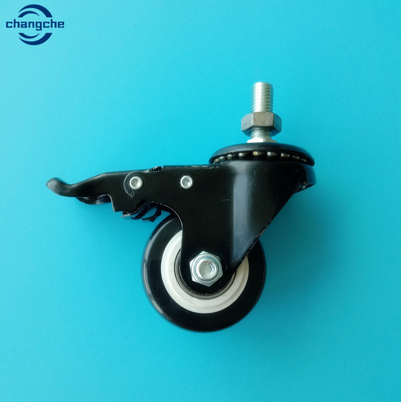 1.5 Inch PVC Swivel Thread Roller Wheel Casters With Brake