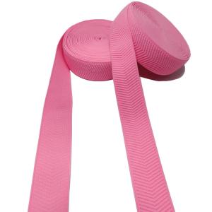 Pink Herringbone Webbing Polyester Elastic Band 3.5cm Width