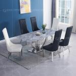 Qiancheng 200x100x75cm Marble Top Restaurant Tables Smooth SS Lightweight Frame