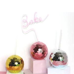 China Light Up Disco Ball Drink Cup With Straws 450ml Unbreakable factory