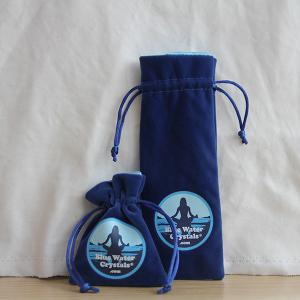 China Navy Blue Crystal Stone Hot Stamping Logo Jewelry Velvet Bags factory